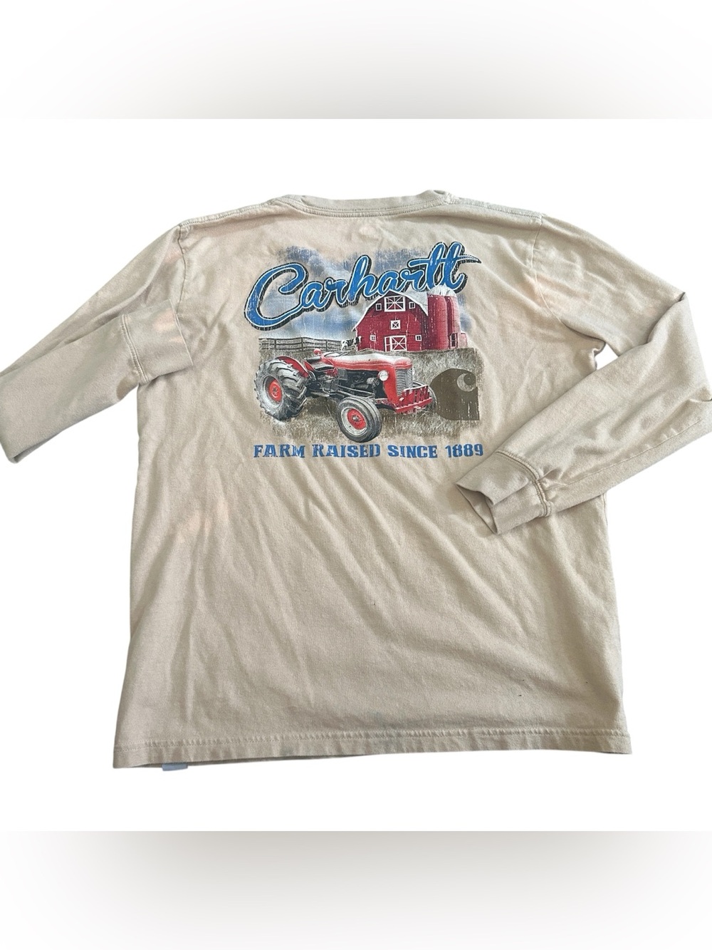 Carhartt Farm Raised Bleached Long Sleeve‎ Tee Shirt Youth Boy 14/16